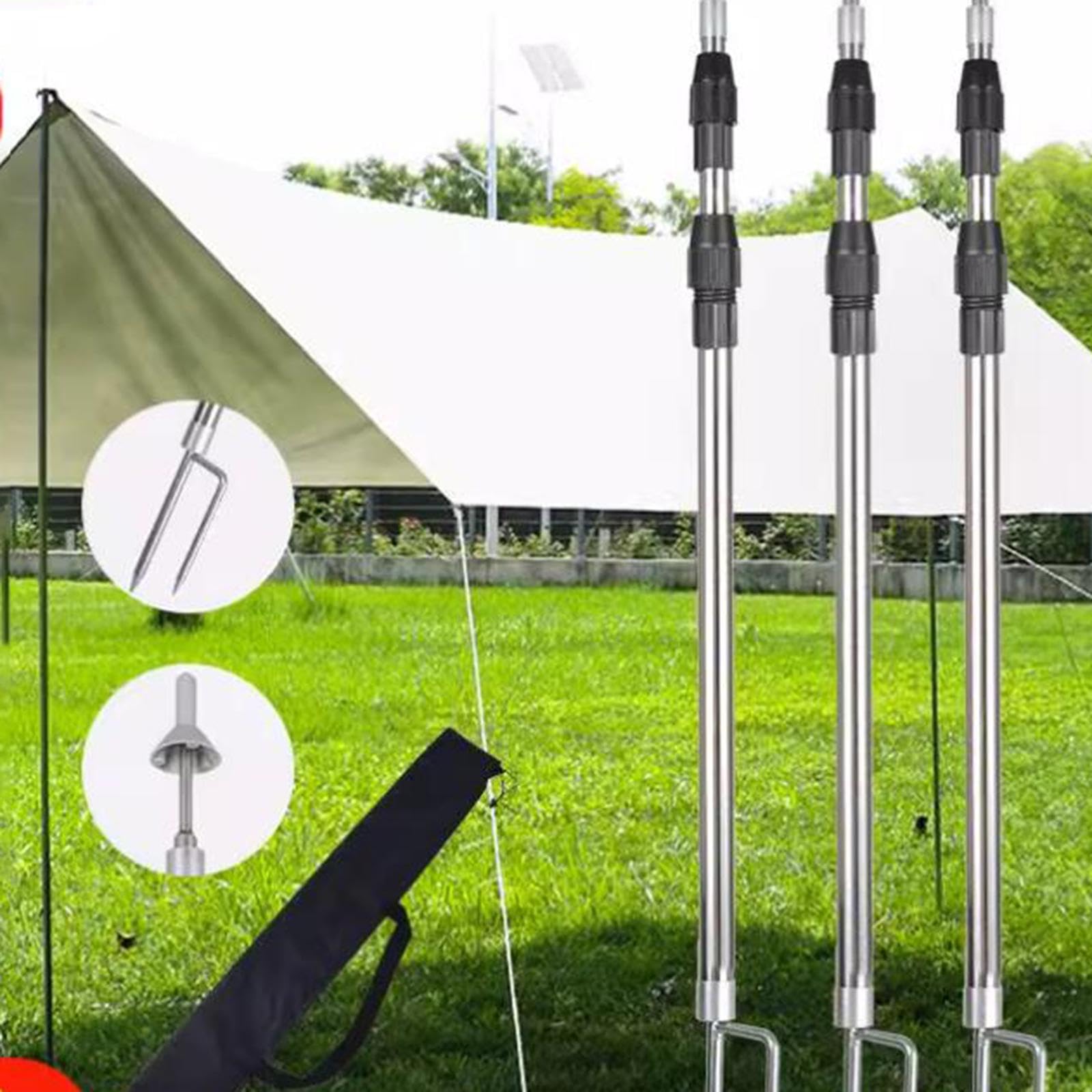 4 Piezas Polos Telescópicos para Tienda de Campaña Barras Universales Soportes de Acero Inoxidable Reemplazo Portátil Adecuados para Actividades