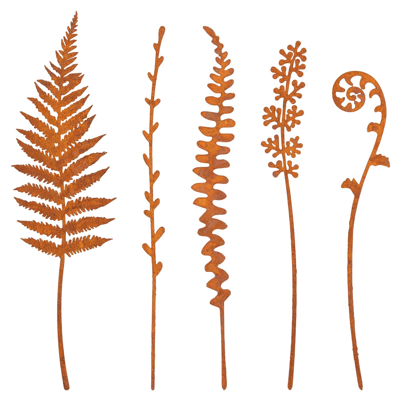 5 Pcs Metal Flowers for Outside,Garden Stakes Decorative,Flower Bed Decor Plant Stakes,Garden Statues Outdoor Clearance,Metal Yard Art,Plant Decorations for Pots(Fern)