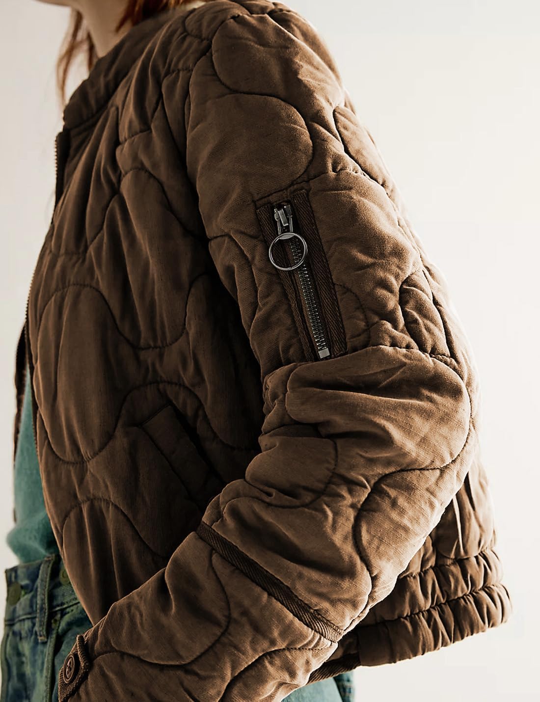 Women's Lightweight Zip Up Outerwear Coat Quilted Jacket Warm Down Puffer Jacket With Pockets - Image 3