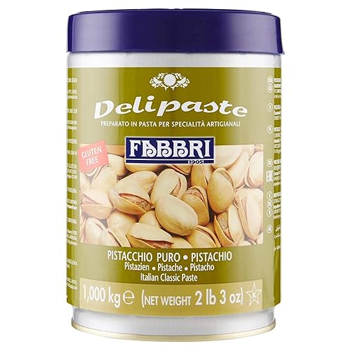 Fabbri Delipaste Pure Pistachio, Compuesto aromatizante para gelato, helado, servicio suave, pastelería y confitería - 1 lata de 2.2 lb