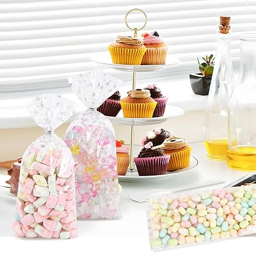 Miniatura 6 de LEOSINDA 100 bolsas de celofán planas transparentes de 5 x 11 pulgadas, bolsas de celofán, bolsas de celofán, bolsas para galletas, bolsas de