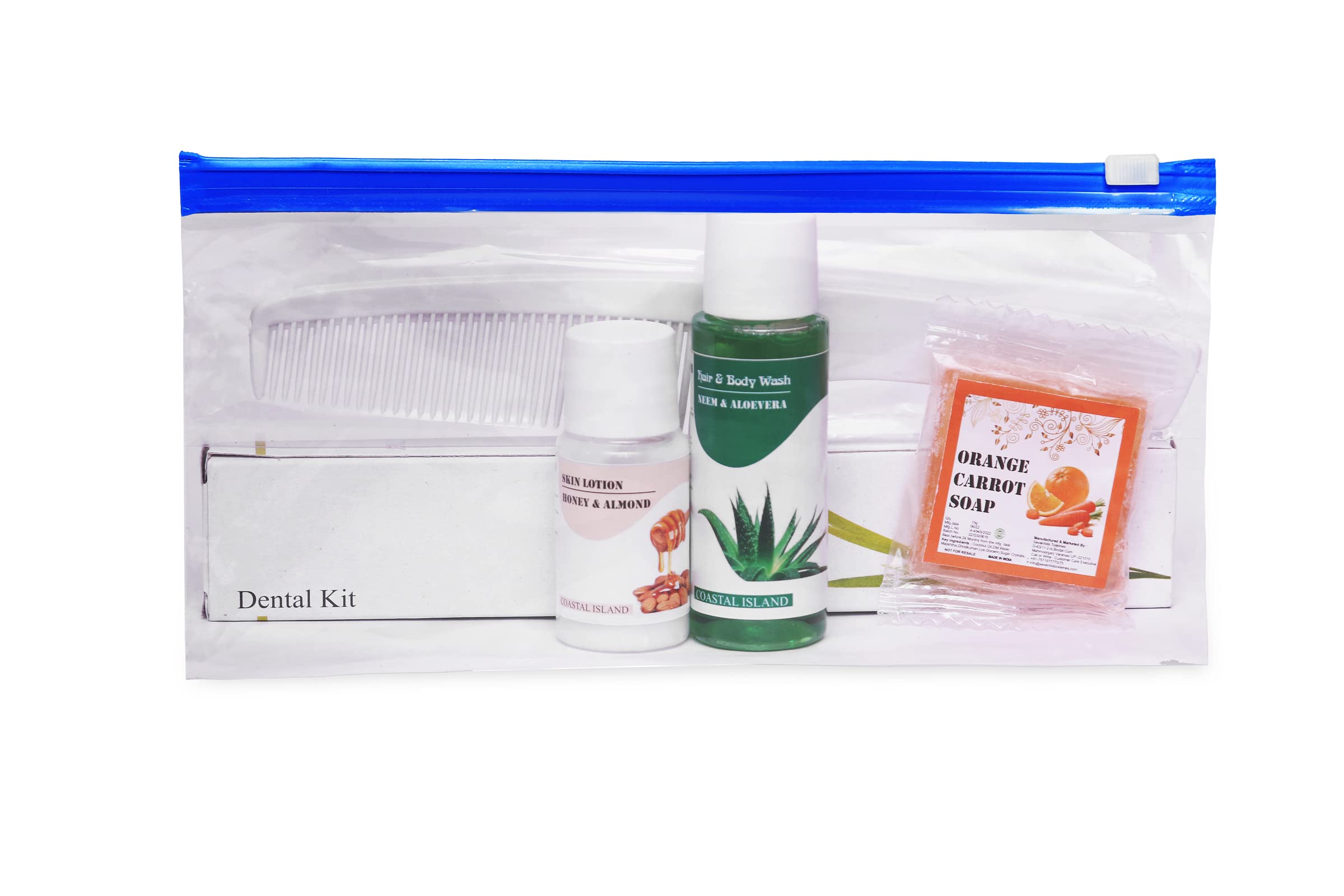 - Sevenhills Toiletries 50 Sets Wedding Guest Toiletry Kit – Hotel & Travel Amenity Pouch with Dental Kit, Soap, Hair & Body Wash, Skin Lotion & Comb in 9"x4" Zip Pouch