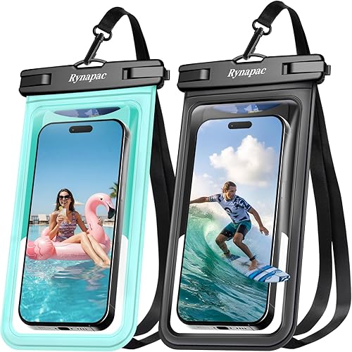 Miniatura 26 de Bolsa de teléfono impermeable - Funda para celular de 8.5 pulgadas a prueba de agua para viajes a la playa, artículos imprescindibles, soporte