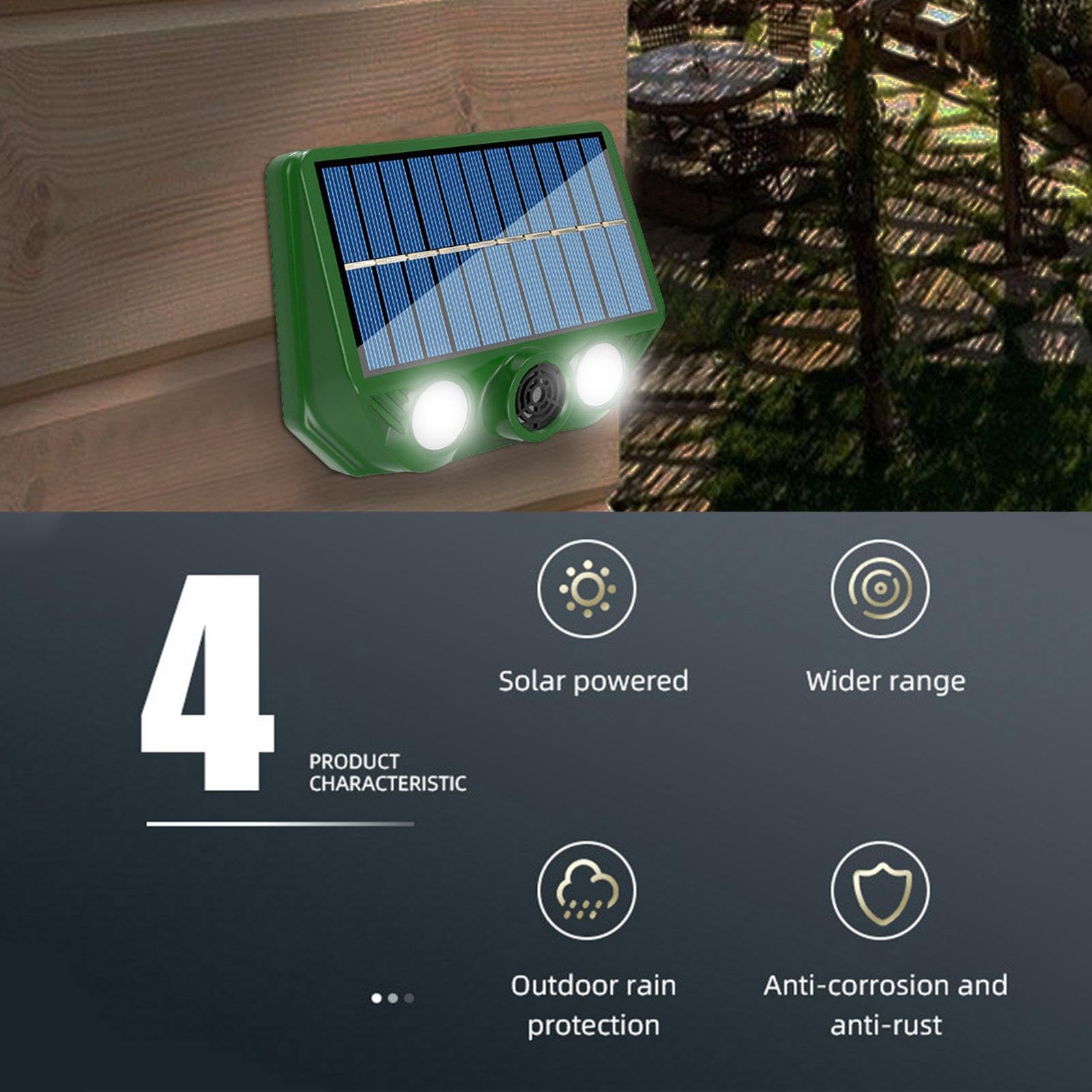 Ultraschall-Solar-Repeller, 20 - 36,5 kHz, zwei Beleuchtungsmodi, Repeller-Beleuchtung für Gartentiere, Sonnenkatzenabwehr, Tierabwehr, Ultraschall, Abwehrmittel für