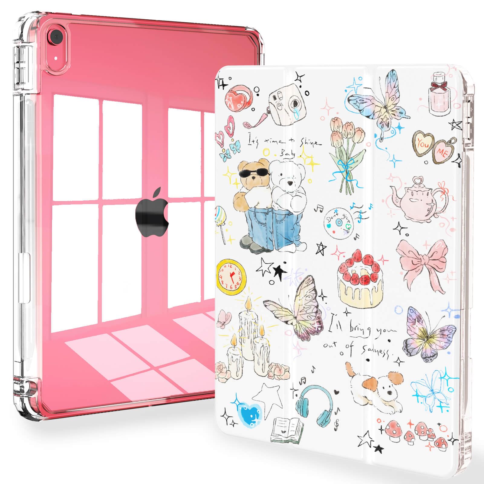 Feams for iPad (A16) 11th Generation 11 Inch 2025, iPad 10th Generation Case 10.9 Inch 2022, Slim iPad A16 Case Clear Back Cover with Pencil Holder &