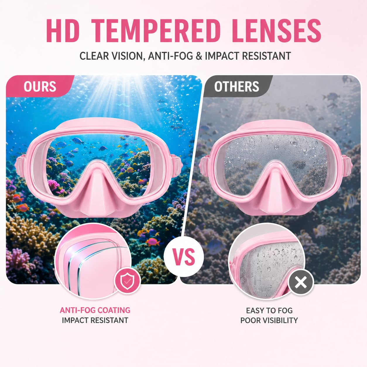 Qingning Set da snorkeling per adulti, con boccaglio e occhiali da immersione, maschera subacquea e boccaglio asciutto, maschera subacquea impermeabile con boccaglio asciutto per snorkeling