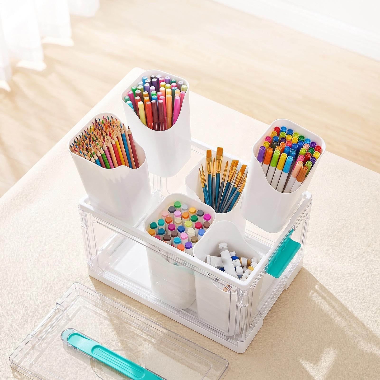 Portaoggetti Per Hobby Creativi Scatola Trasparente Da 22,7 L Con Vassoi | Organizer Per Attività Creative Per Camera Da , Casa, Scuola, Ufficio, Armadio, Cucina E Bagno