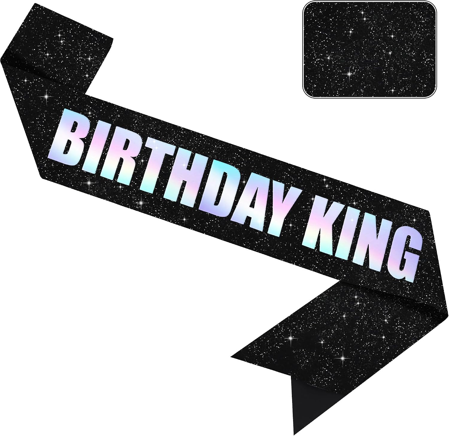 Vuzvuv Glitter Black Satin Birthday King Sash with Gold Foil Letter for Men and Boys, Funny Party Decorations