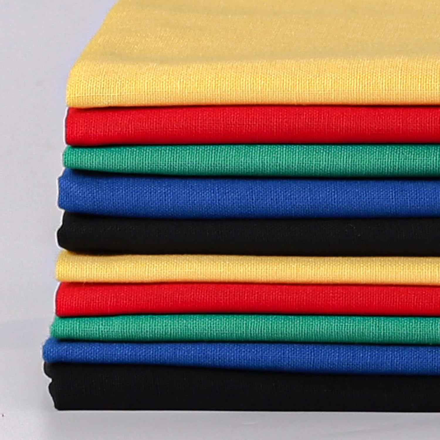 10 Pieces 18 x 21 Inches Cotton Fabric Precut Quilting Fabric Bundles Solid Colors Layer Cakes Quilt Material for DIY Craft Sewing Embroidery (Black Green Red Yellow Blue Set)