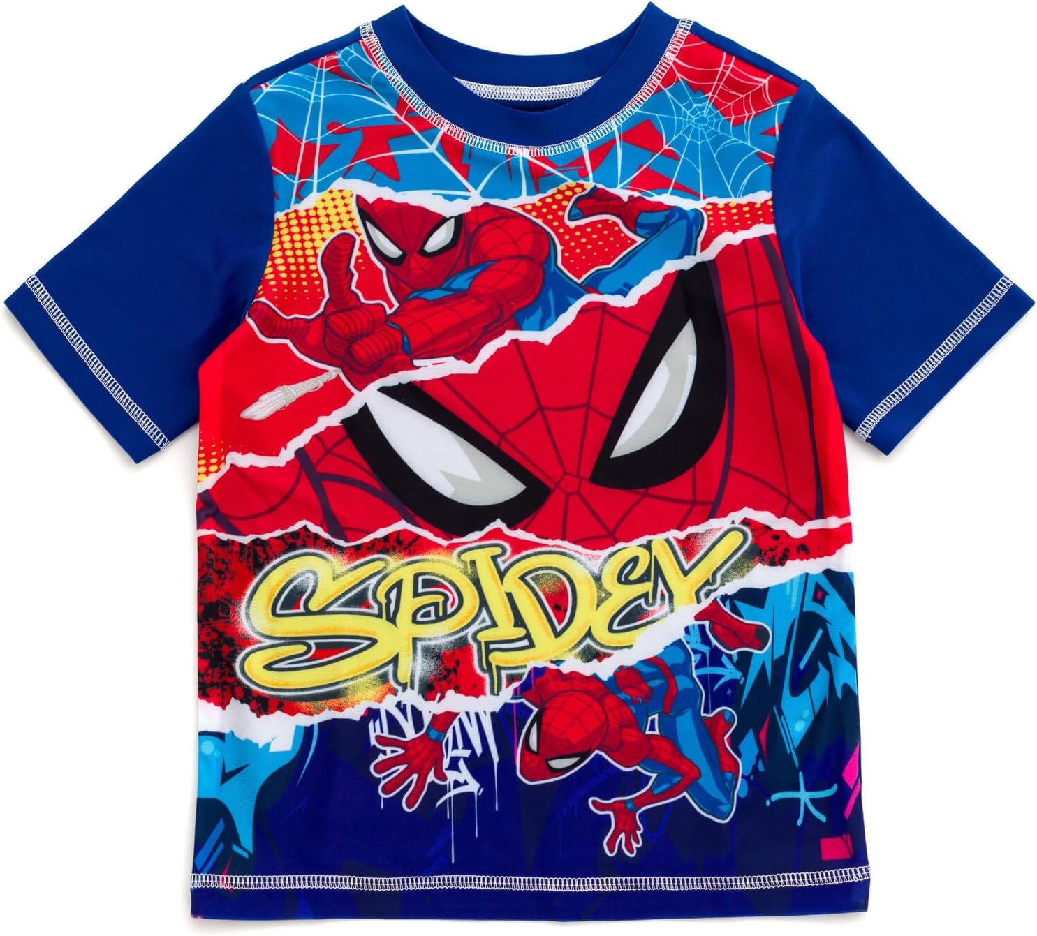 Marvel Raglan Rash Guard and Swim Trunks UPF 50+ Outfit Set Toddler to Big Kid Sizes (2T - 18-20)