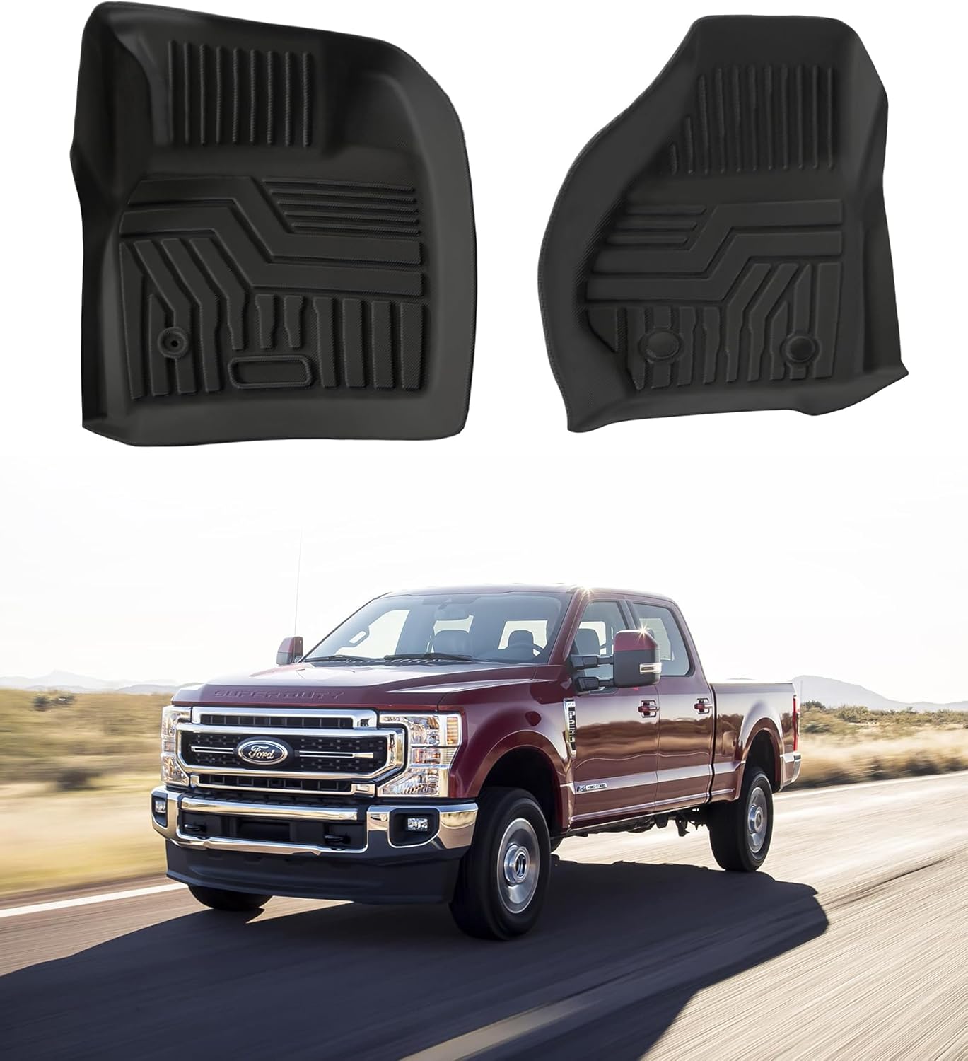 Winter Car Floor Mats for Ford F-250/F-350/F-450/F-550 Super Duty (All Models) 1999-2007/2000-2005 Excursion, All Weather Protection Anti-flip Waterproof Durable Floor Liners Carpet