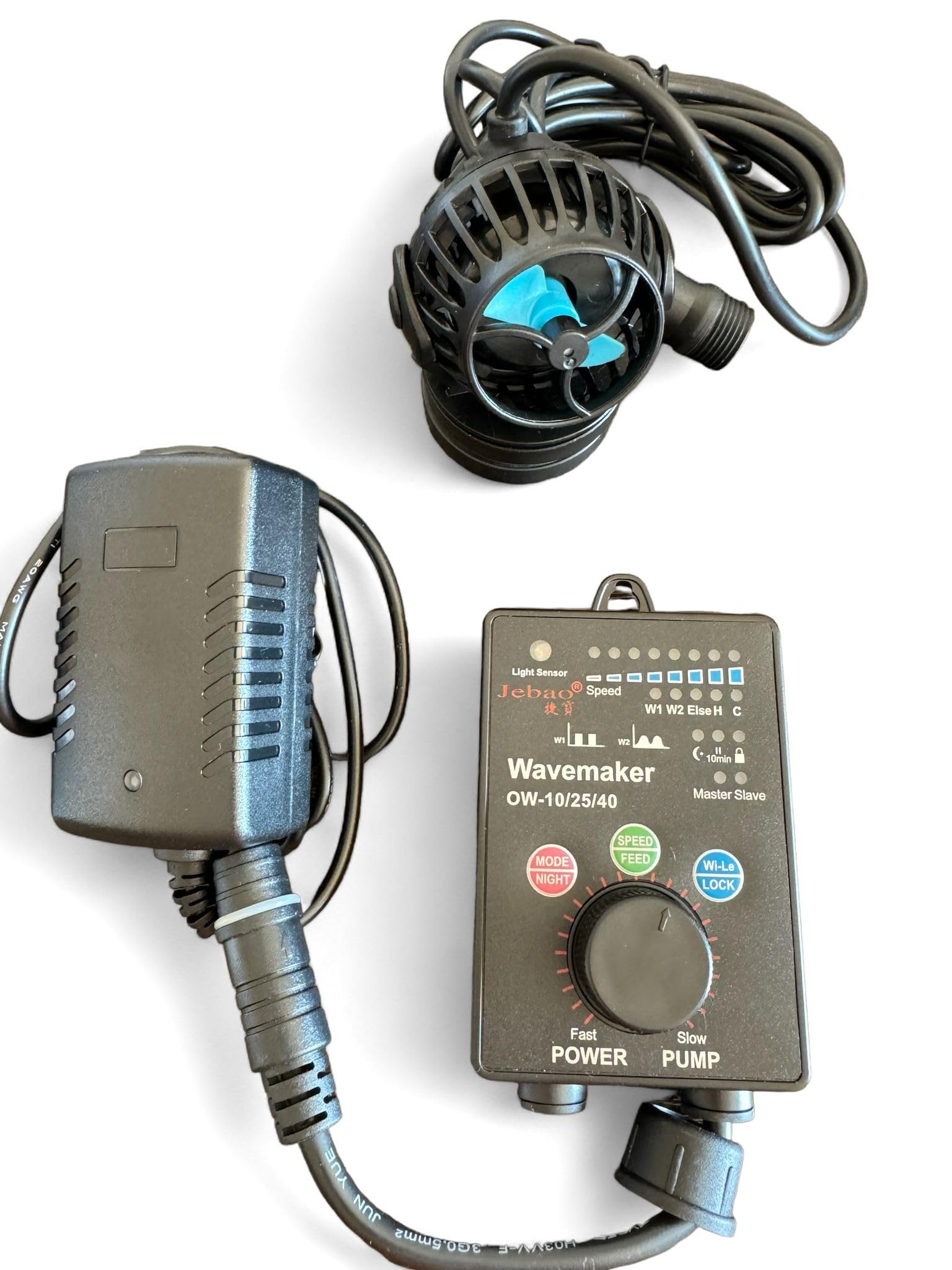 Jebao Bomba de Movimiento OW-10 para Acuario – 4000 L/h – Controlador de Flujo, Modo Onda, Funcionamiento Silencioso, Bajo Consumo, Ideal para Acuarios Marinos y Dulces, Adecuada para Acuicultura