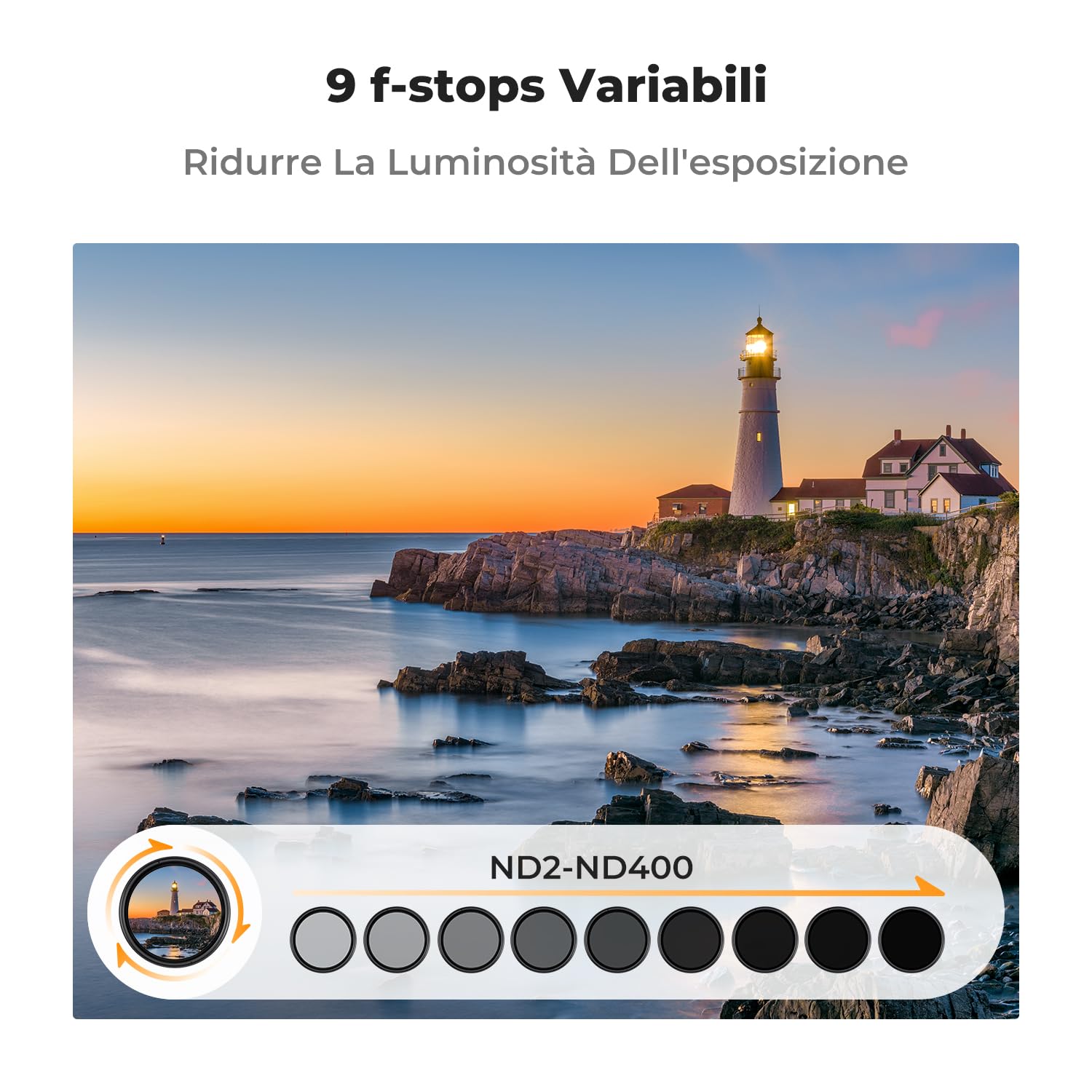 K&F Concept B-Series Fader ND2-400 Adjustable Gray Filter - 72 Mm - Foto 11