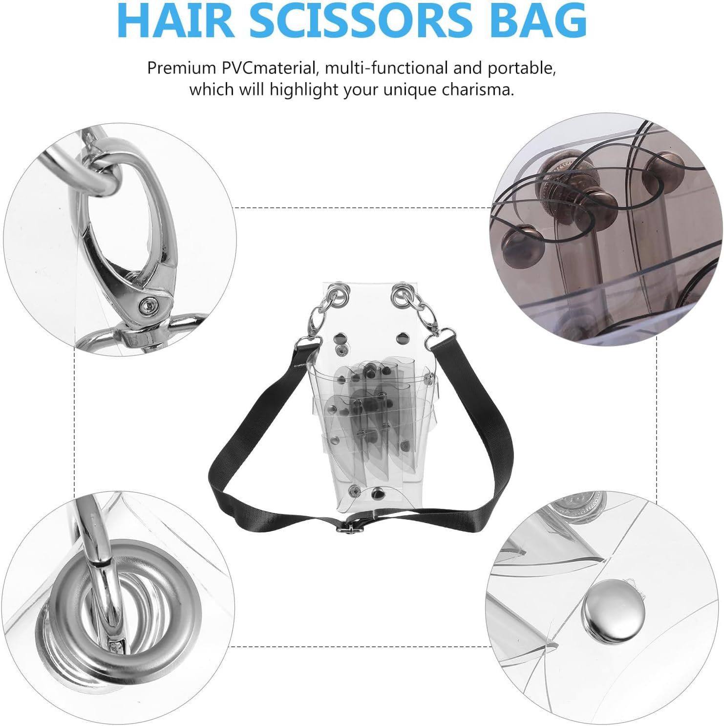 Baluue Professional Hairdressing Tool Bag with Pvc Waist Pouch Gray, Multi-functional Scissors Holder for Salon Barber Hair Styling Tools Storage