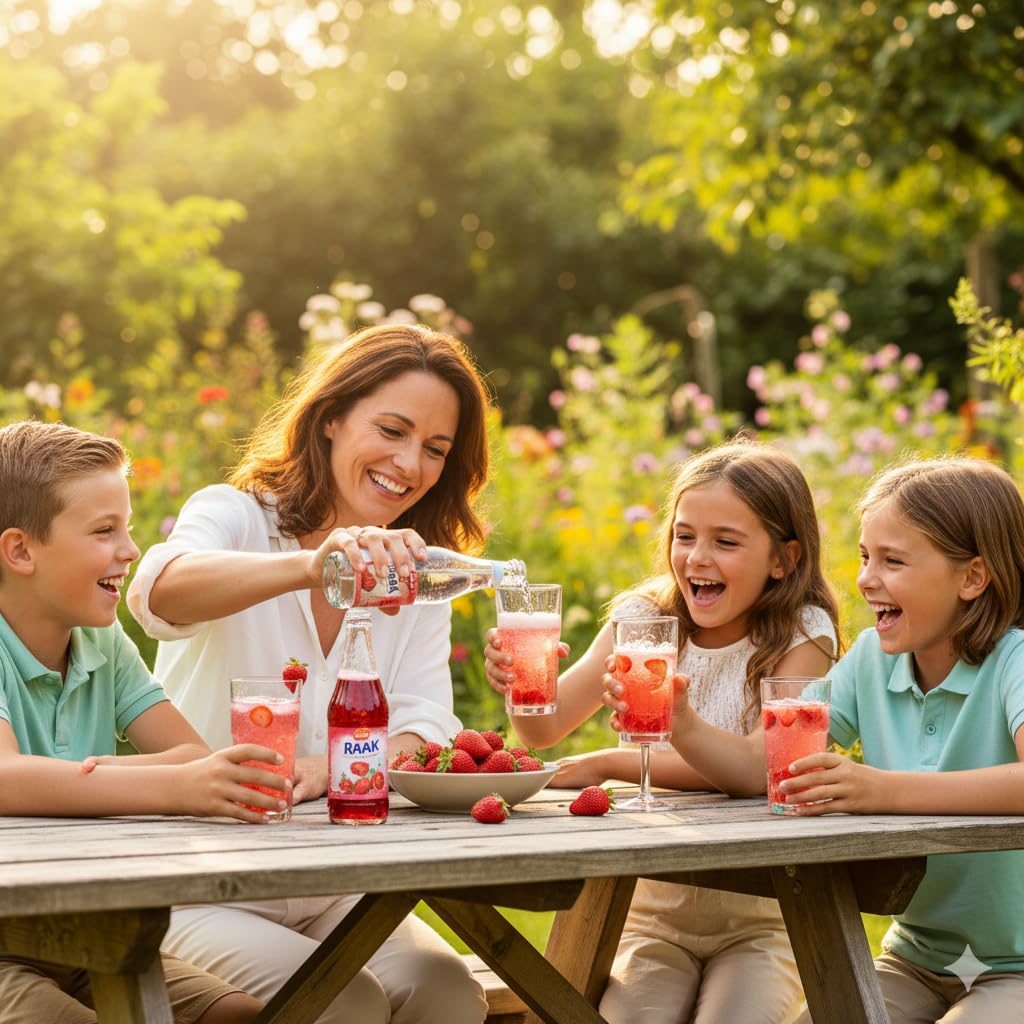RAAK Sirop Fraise Premium | 6x750ml = 180 Verres | 15% Vrais Jus de Fruits | Parfait Familles & Professionnels | Qualité Européenne
