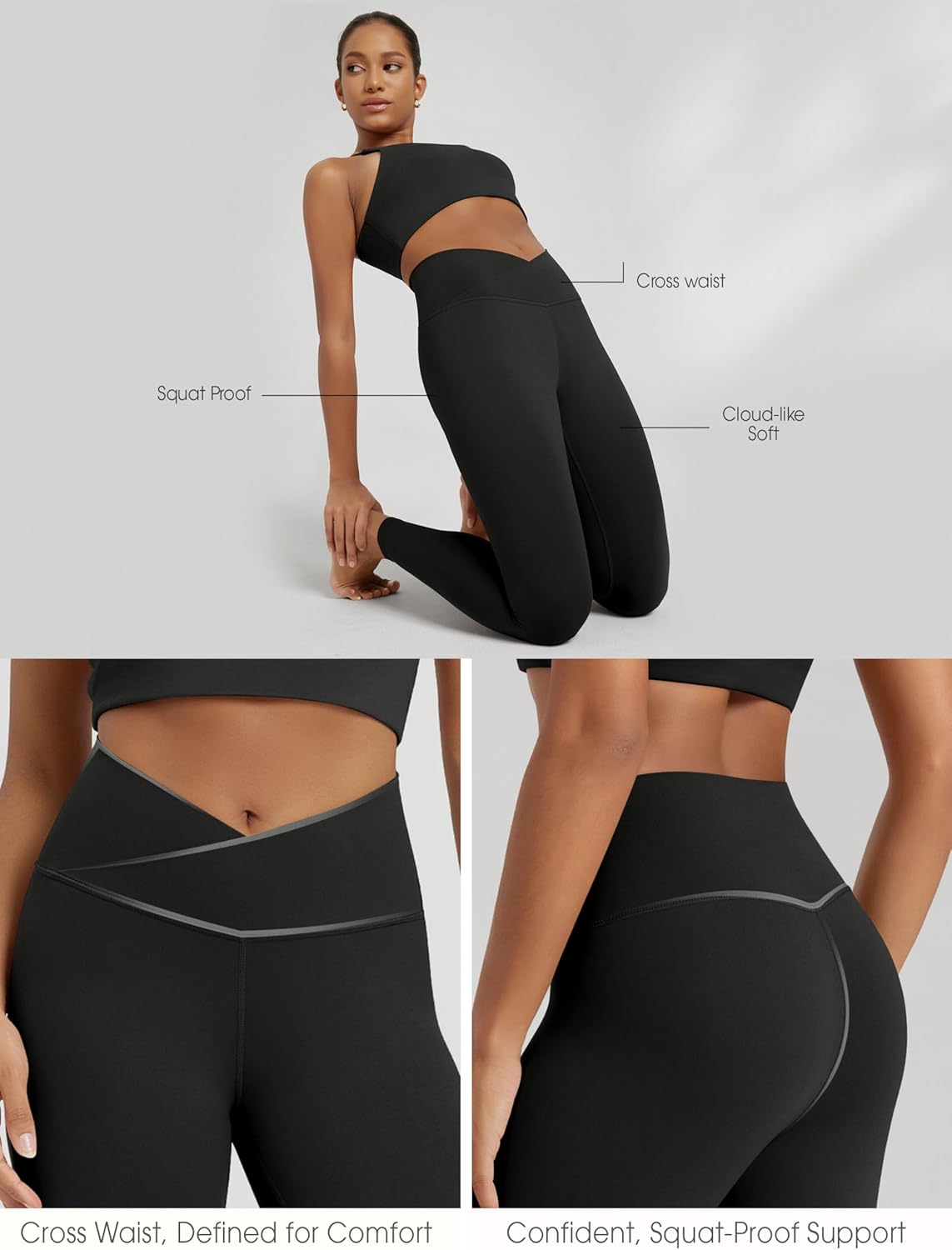 ODODOS Women's Buttery Soft Cross Waist Leggings, 25" / 28" Crossover High Rise Lounge Yoga Pants - Image 5