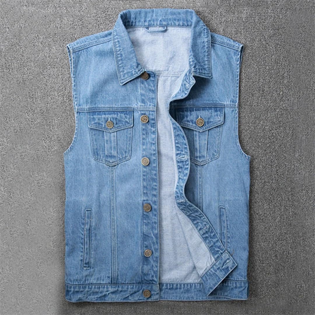 Giacche di jeans da uomo Giacche senza maniche Mens monopetto gilet cappotti Solid Jeans Giacca