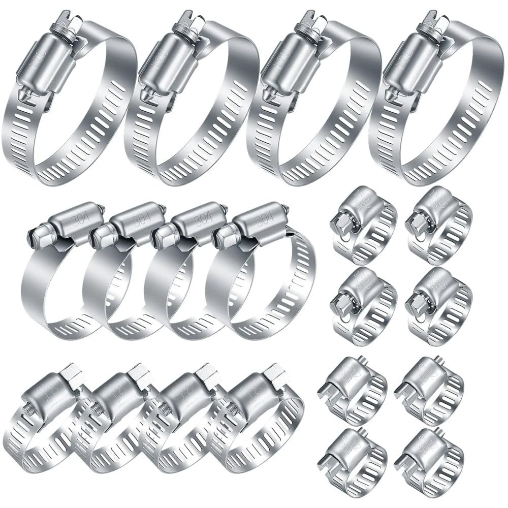 Morsetto per tubi, anelli, 1 pezzo da 8 mm-120 mm, in acciaio inox, per tubo del carburante, chiusura a vite senza fine, clip fissa a cerchio (diametro 32 44 mm)