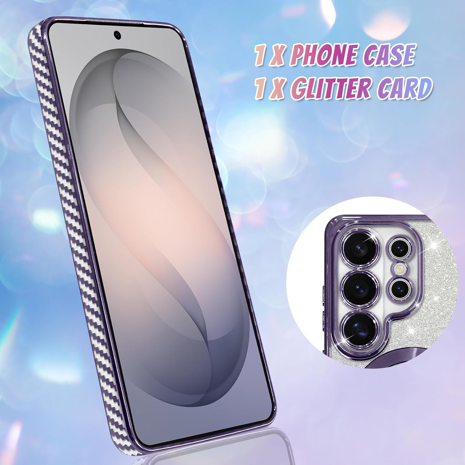 Bonoma Compatible with Samsung Galaxy S26 Ultra Case Support for MagSafe, Plating Heart Glitter Magnetic Case TPU Camera Protection Back Cover -Purple