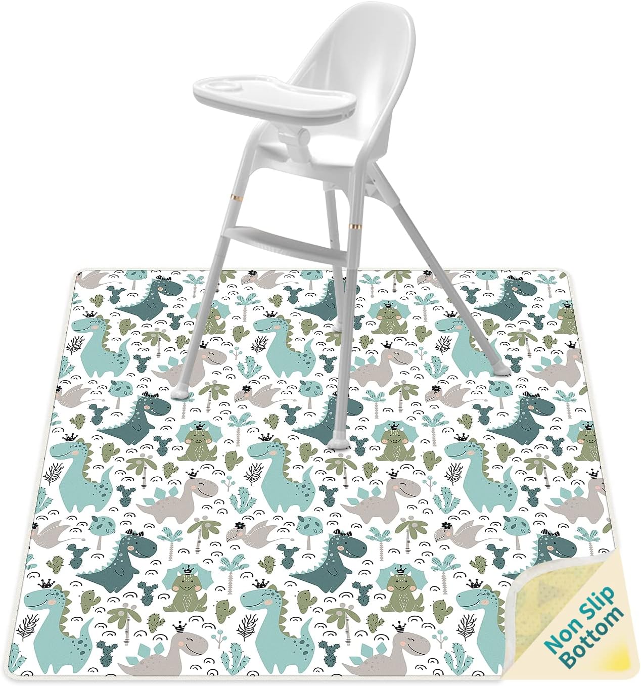 Splash Mat for Under High Chair 43.3", Anti Slip Baby Feeding Mat for Dropping Food, Waterproof