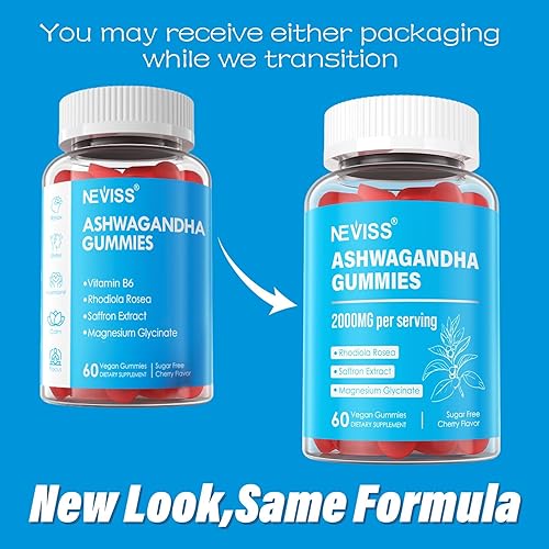 Miniatura 2 de Gomitas Ashwagandha, gomitas de glicinato de magnesio de 200 mg para adultos, vitamina B6, zinc, Rhodiola Rosea, bálsamo de limón, apoyo de