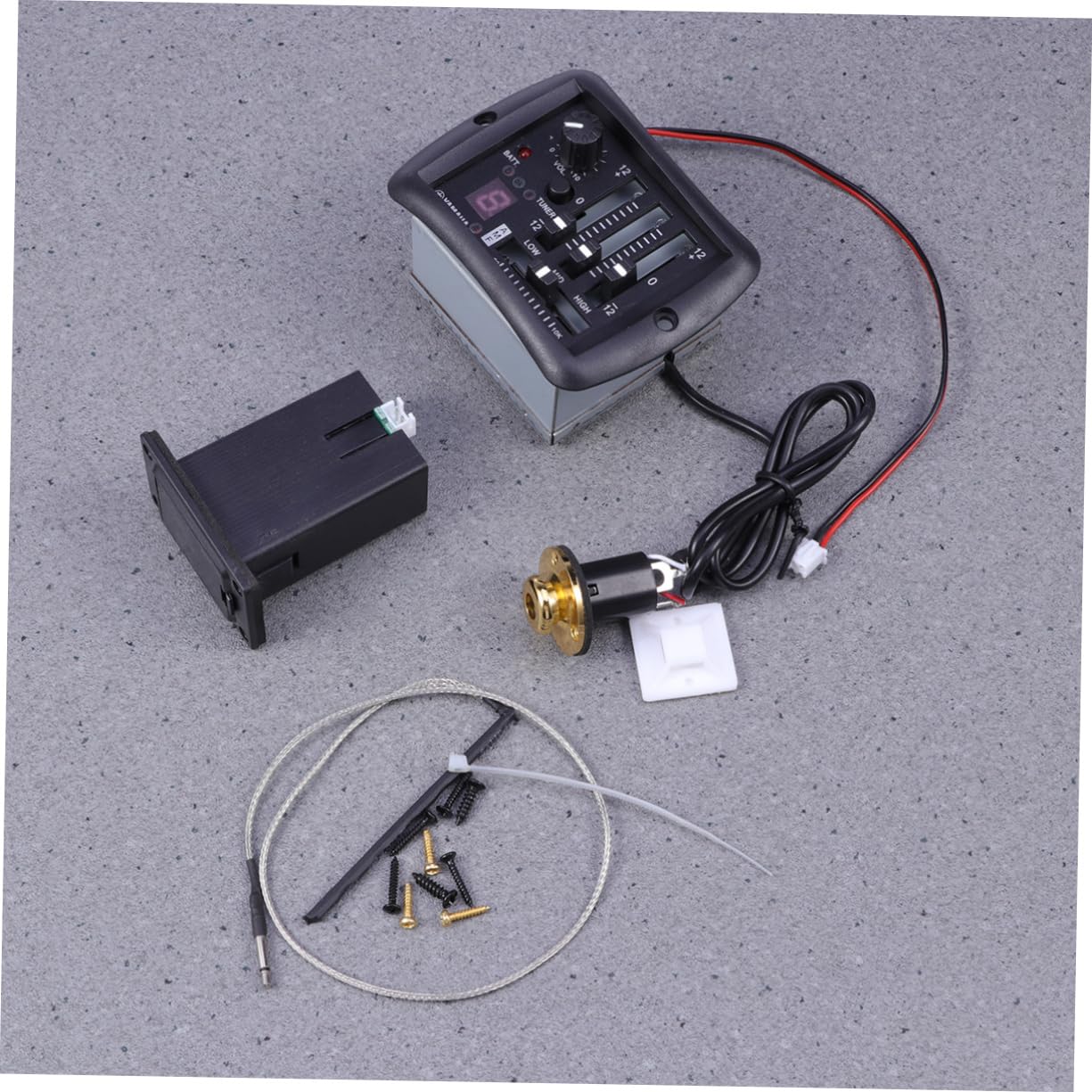Toddmomy Preamplificador de Guitarra Acústica con Ecualizador de 3 Bandas Negro, Control de Volumen y Rango de Captación, Material Plástico y Metal, Adecuado para Guitarra Acústica
