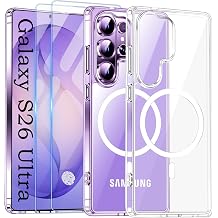Official Samsung Galaxy S26 Ultra Clear Case with 2 Screen Protectors, MagSafe Camera Protection Anti-Yellowing Slim Luxury Phone Case for Galaxy S26 Ultra, Clear