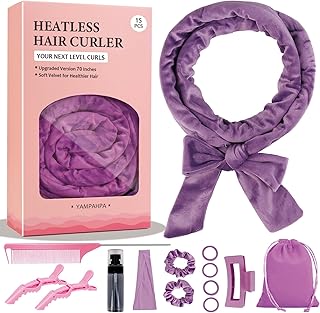 Heatless Curling Rod Headband, 70'' Long Heatless Curls Headband, Soft Velour Heatless Hair Curlers for Long Hair, Overnight Hair Rollers Set, Lazy Hair Curlers to Sleep In