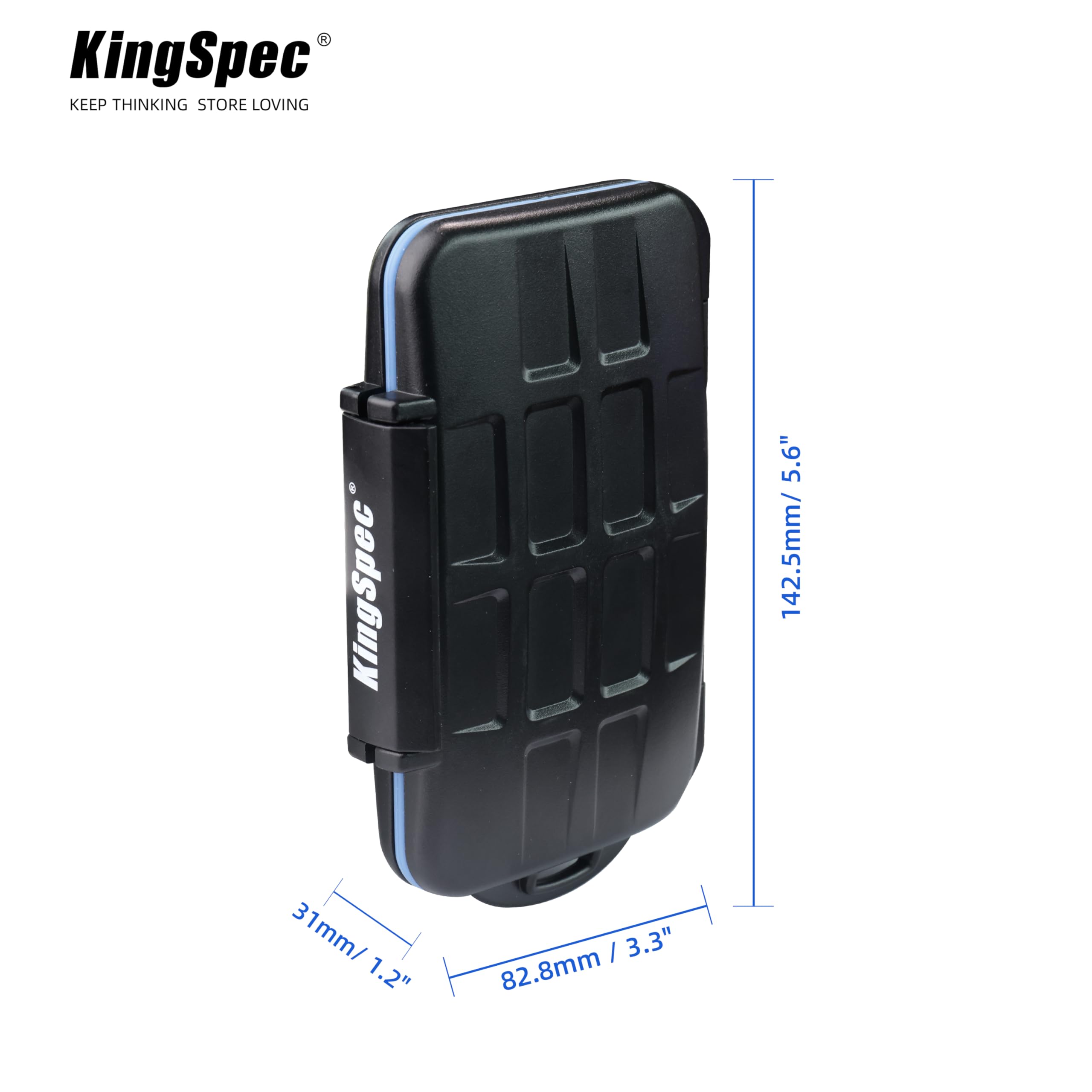 KingSpec Custodia per schede di memoria: impermeabile, resistente alle intemperie, chiusura a pressione, occhiello modellato con moschettone, antiurto, adatto a 6 schede XQD o CF Express di tipo B