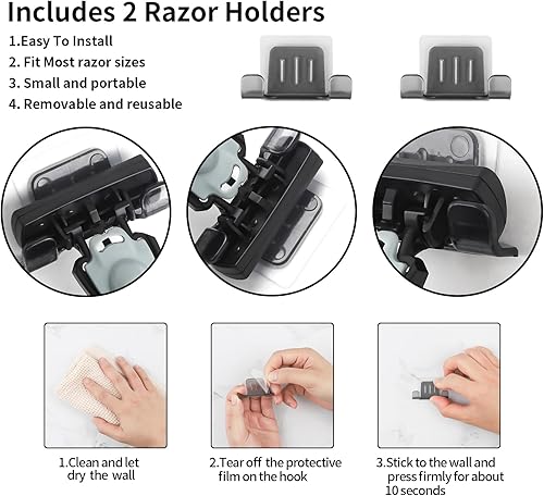 Miniatura 8 de Espejo de ducha sin niebla para afeitar, grande (10.2 x 7.8 pulgadas), fácil de instalar, irrompible y súper grueso, espejo de afeitado de ducha sin