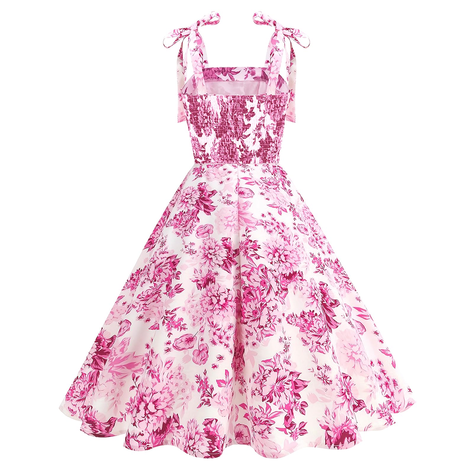 Robes pour femme style 1950, vintage, florale, cocktail, coupe trapèze, rétro, bretelles à nouer, dos nu, rockabilly, robe de bal, thé