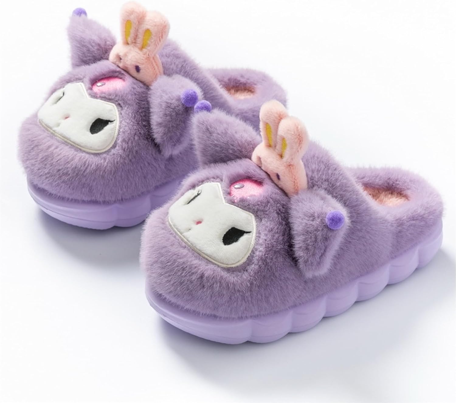 Kuromi with Rabbit Crown Home Slippers for Girls Kids Children