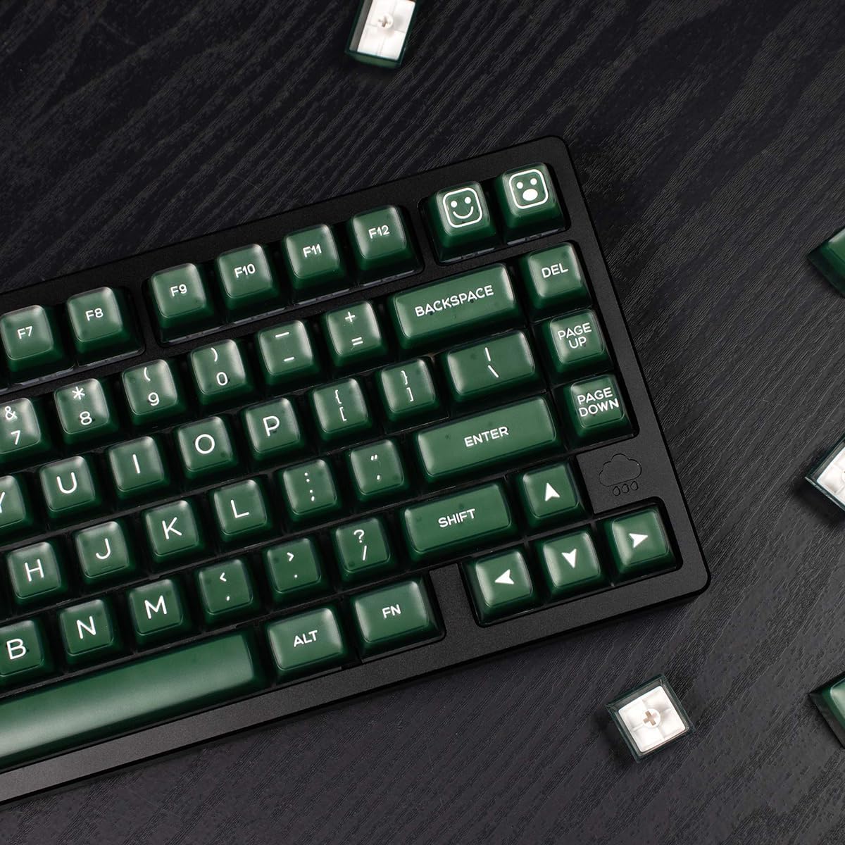 142 Keys PBT Doubleshot SA Keycaps Dark Green Translucent Keycaps Set Fit for 61/64/87/104/108 Cherry Mx Switches ISO ANSI Mechanical Keyboard