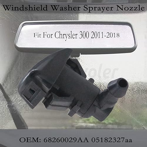 Miniatura 3 de Kit de 2 boquillas de limpiaparabrisas de repuesto para Chrysler 300 2011-2018. OEM # 68260029AA 05182327AA. Negro
