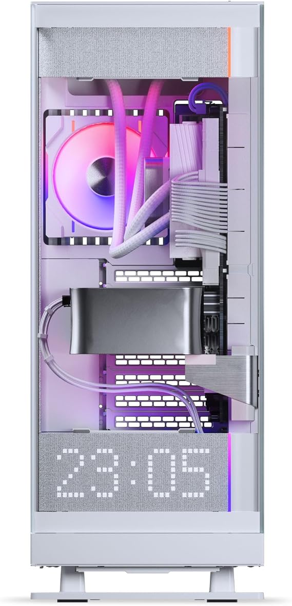 Phanteks Evolv X2 Mid-Tower PC Case with 900-LED Matrix Display, Triple Tempered Glass Panels, Vertical Cooling Design, E-ATX Support, NEXLINQ Compatible – Grey White