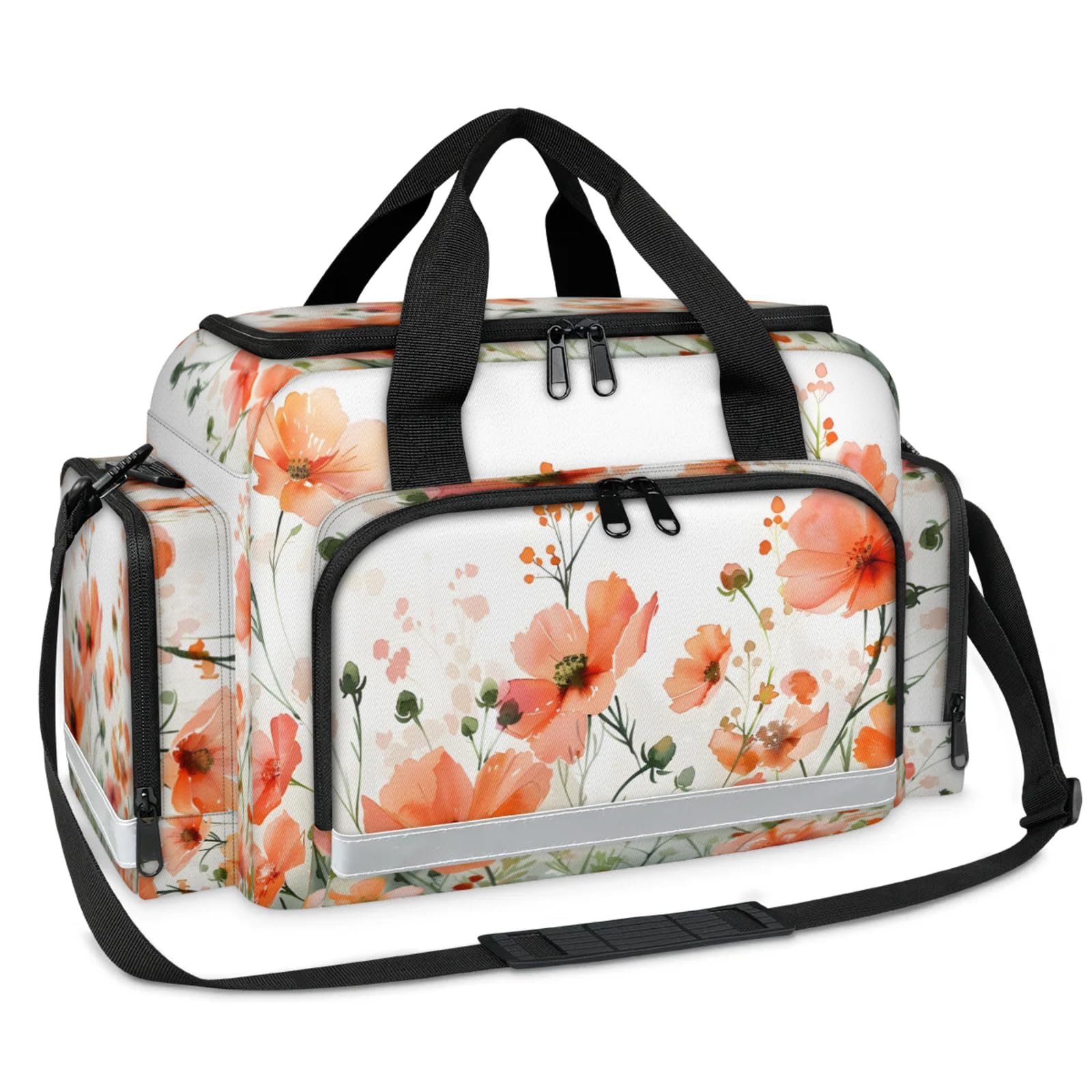 GzLeyigou First Aid Bags Empty, Lovely Floral Emergency Bag First Aid Kit Multiple Compartment Kit Carrier On Call Trauma Bag For Paramedics Emergency Medical Supplies Kit