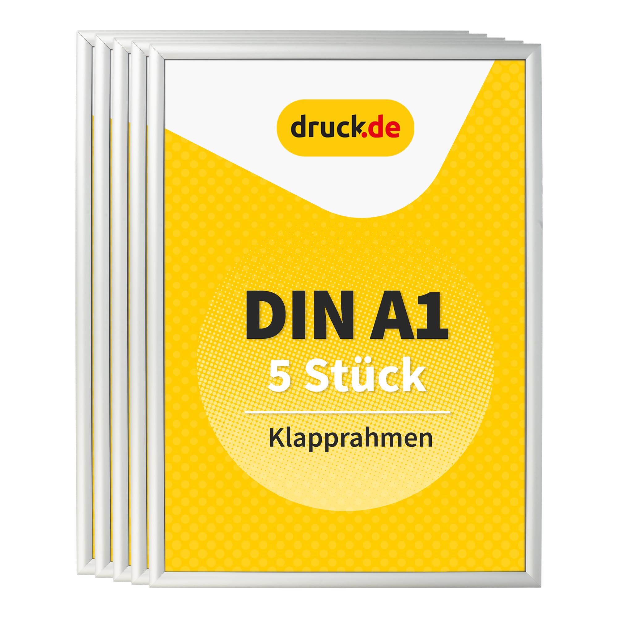 druck.de Lot de 5 cadres encliquetables A1 pour affiches, panneaux d'information, publicité - Cadre en aluminium avec profil de 2,5 cm - Convient pour montage mural - Protection en plastique