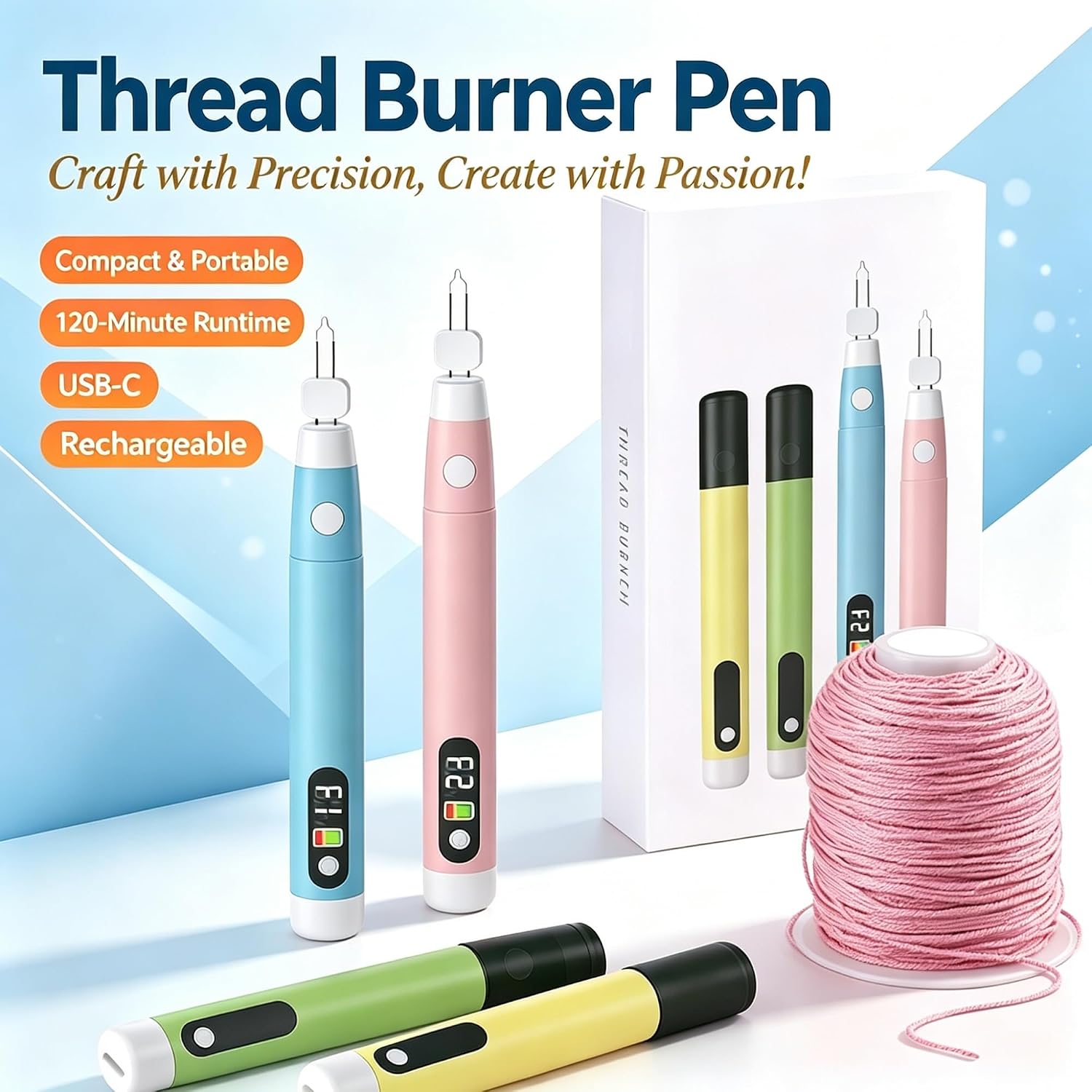 UQIANPLS USB Rechargeable Digital Thread Burner Kit (Green)