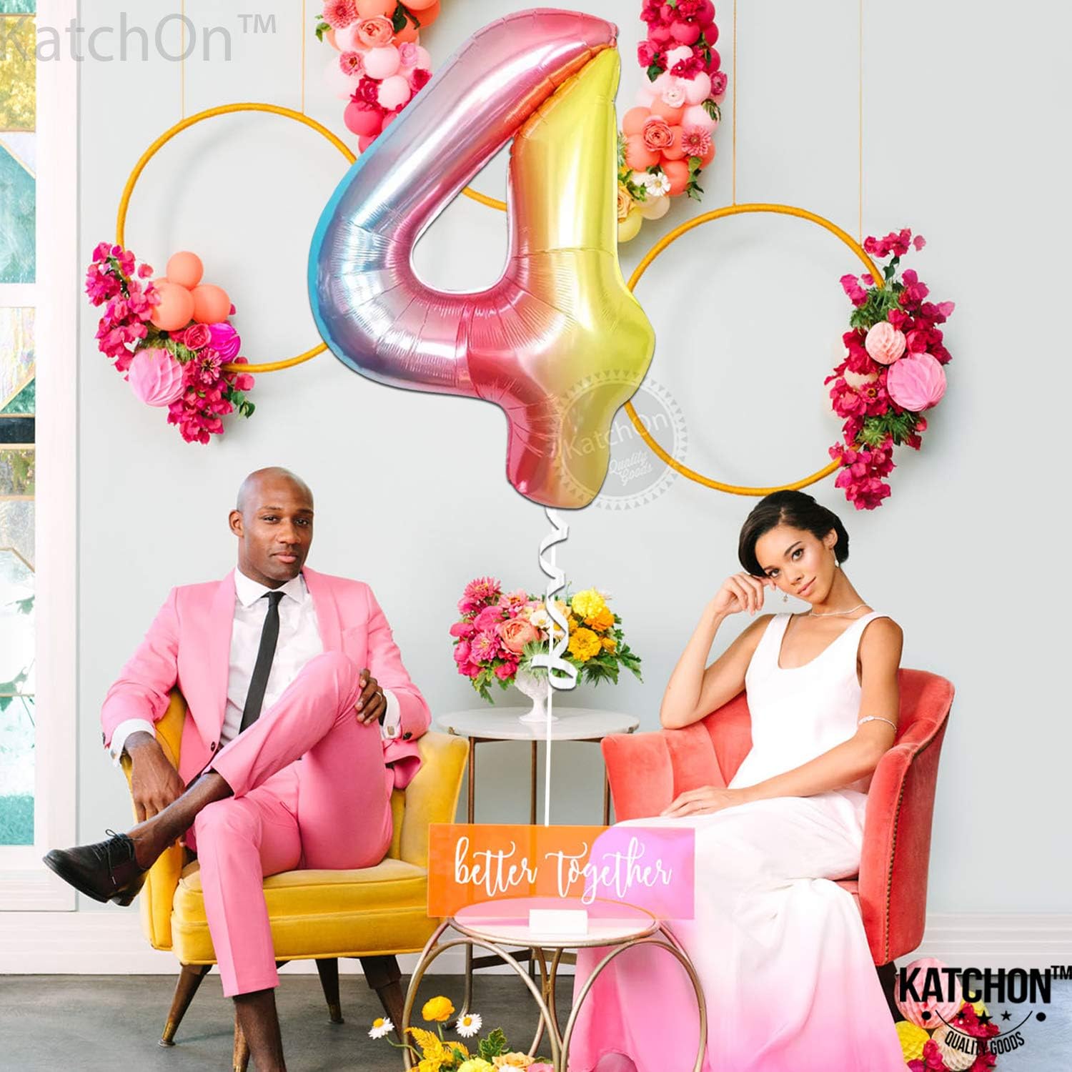 Giant Rainbow Number 4 Balloons - 40 Inch | Gradient Rainbow 4th Birthday Balloons for 4th Birthday Decorations Girl | Colorful 4 Balloon Number Rainbow for Unicorn Birthday Decorations for Girls : Toys & Games