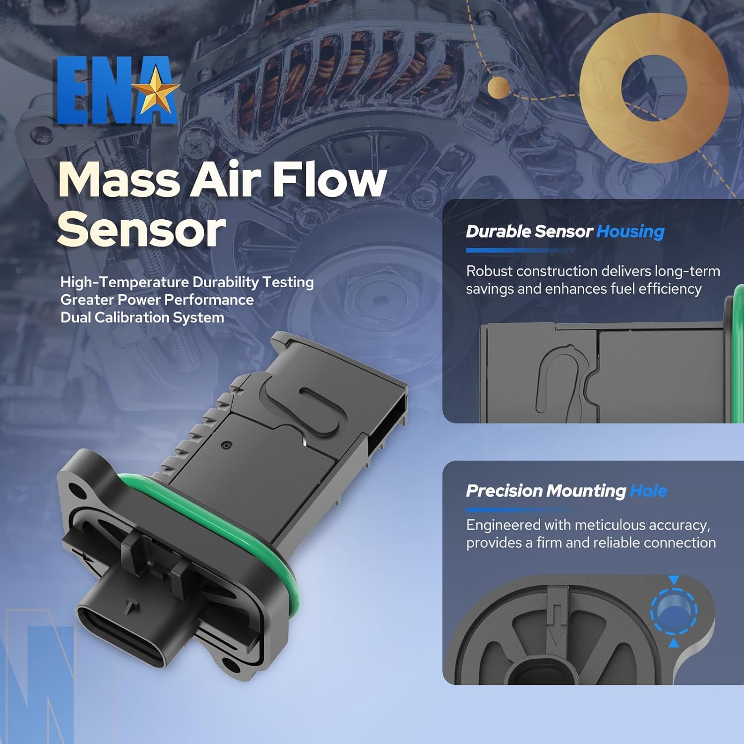 ENA Mass Air Flow Sensor Meter MAF Compatible with BMW 320i 320i 328i xDrive X1 Z4 i8 M3 2011 2012 2013 2014 2015 2016 2017 2018 2019 2020 2021 Replacement for 13627602038 MAS0338 0280218266 74-51010