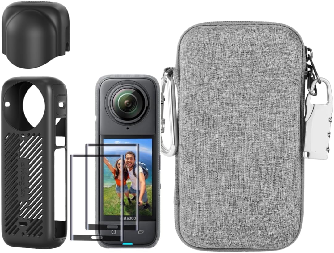 Kit Accessoires 7en1 LEWOTE Pour Insta360 X4 - Coque Silicone, Protecteurs Écran, Étui Transport