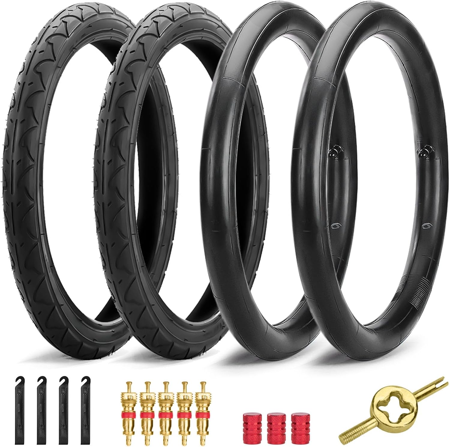 Rear 16x1.75/2.125 Stroller Tires and Tubes - 2Sets 16" Inner & Outer Tires Replacements for 3-Wheel Jogging Strollers, Compatible with BOB Revolution SE/Pro/Flex/SU/Ironman, Single & Double Models