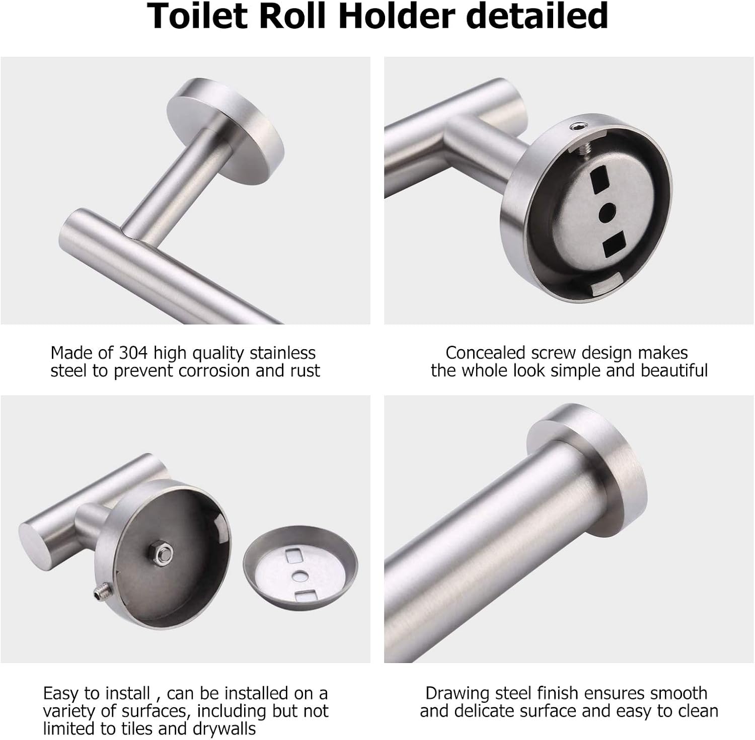 ZRSDIXKI Toilet Roll Holder and Towel Rail Set Bathroom Accessory Set 3
