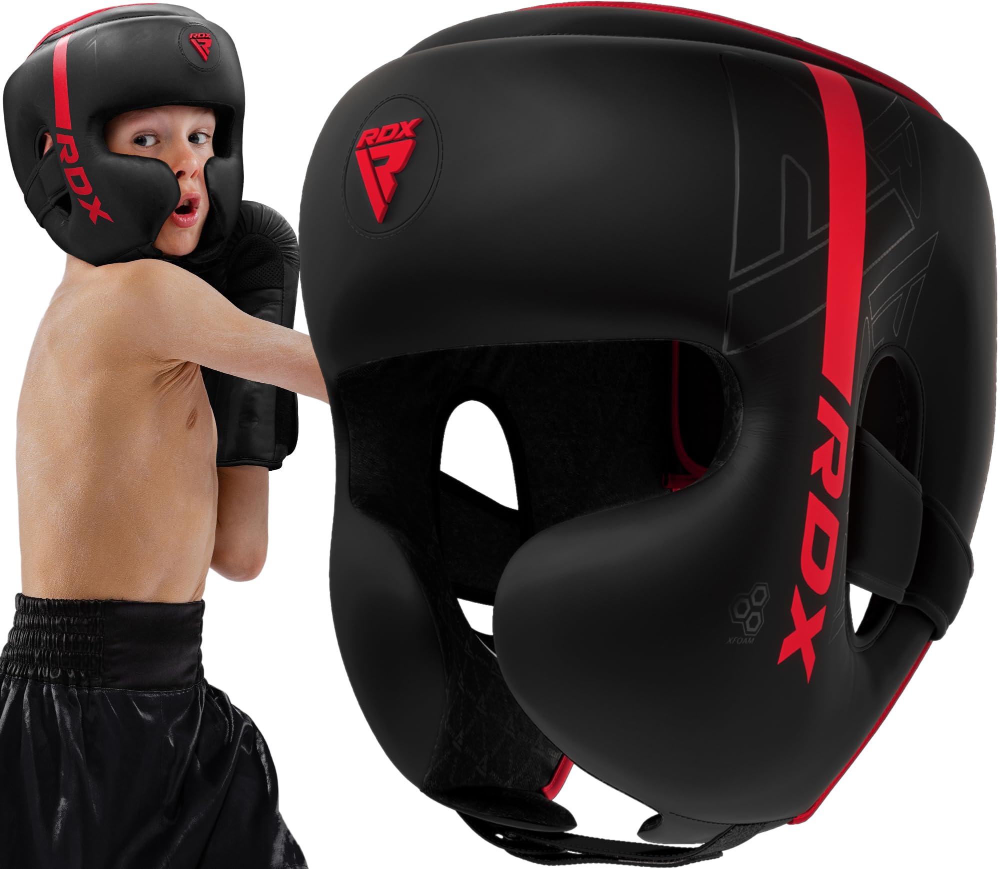 RDX Kids Headguard for Boxing, Adjustable Padded KARA Youth Head Gear for Cheeks, Forehead, MMA Training, Muay Thai, Kickboxing, Sparring, Martial Arts, Karate, Taekwondo Junior Girls Boys Helmet