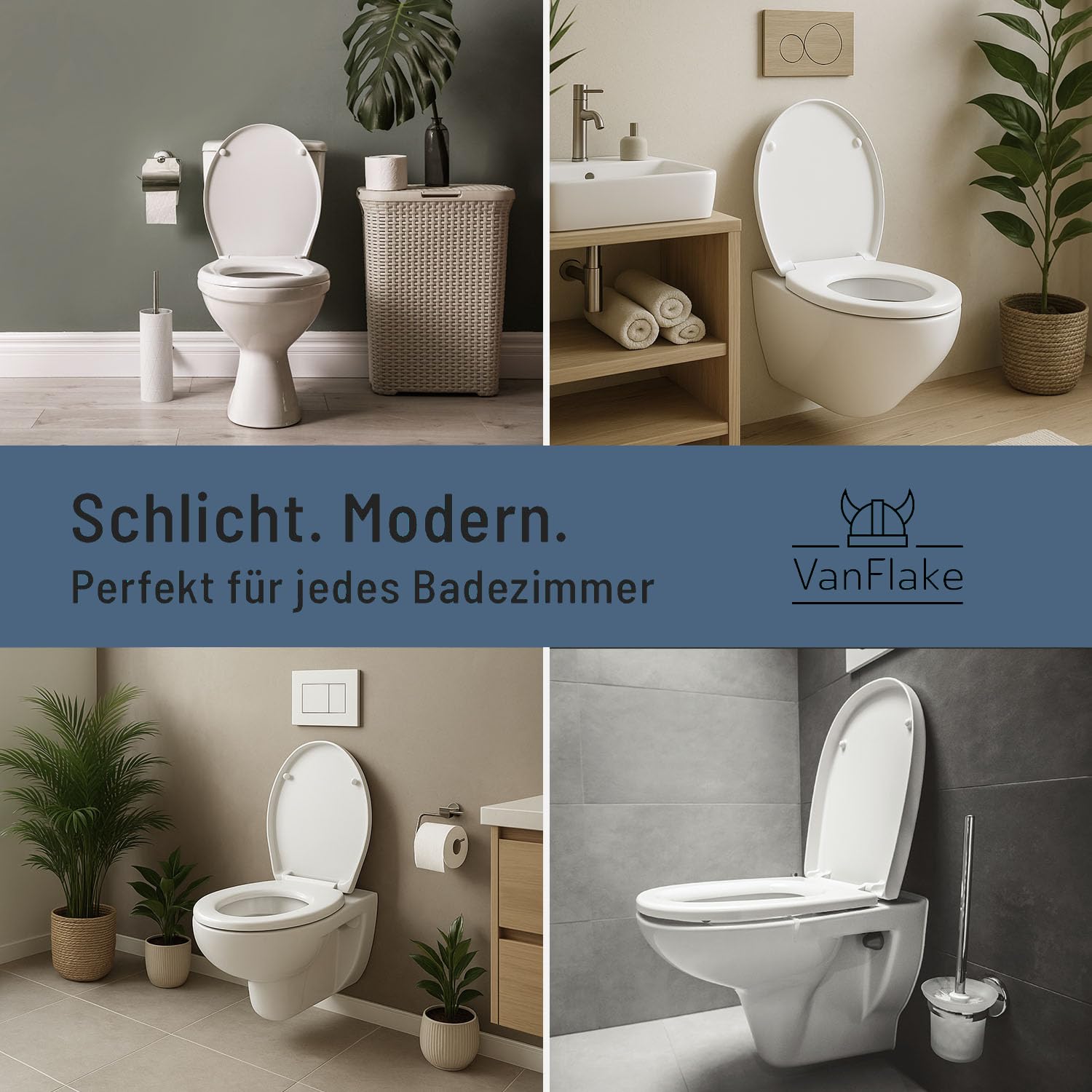 Toilettendeckel D-Form Slim – Klodeckel in weiß mit Absenkautomatik & Schnellverschluss, antibakterielle Klobrille aus Duroplast, abnehmbarer WC Sitz für einfache Montage & Reinigung