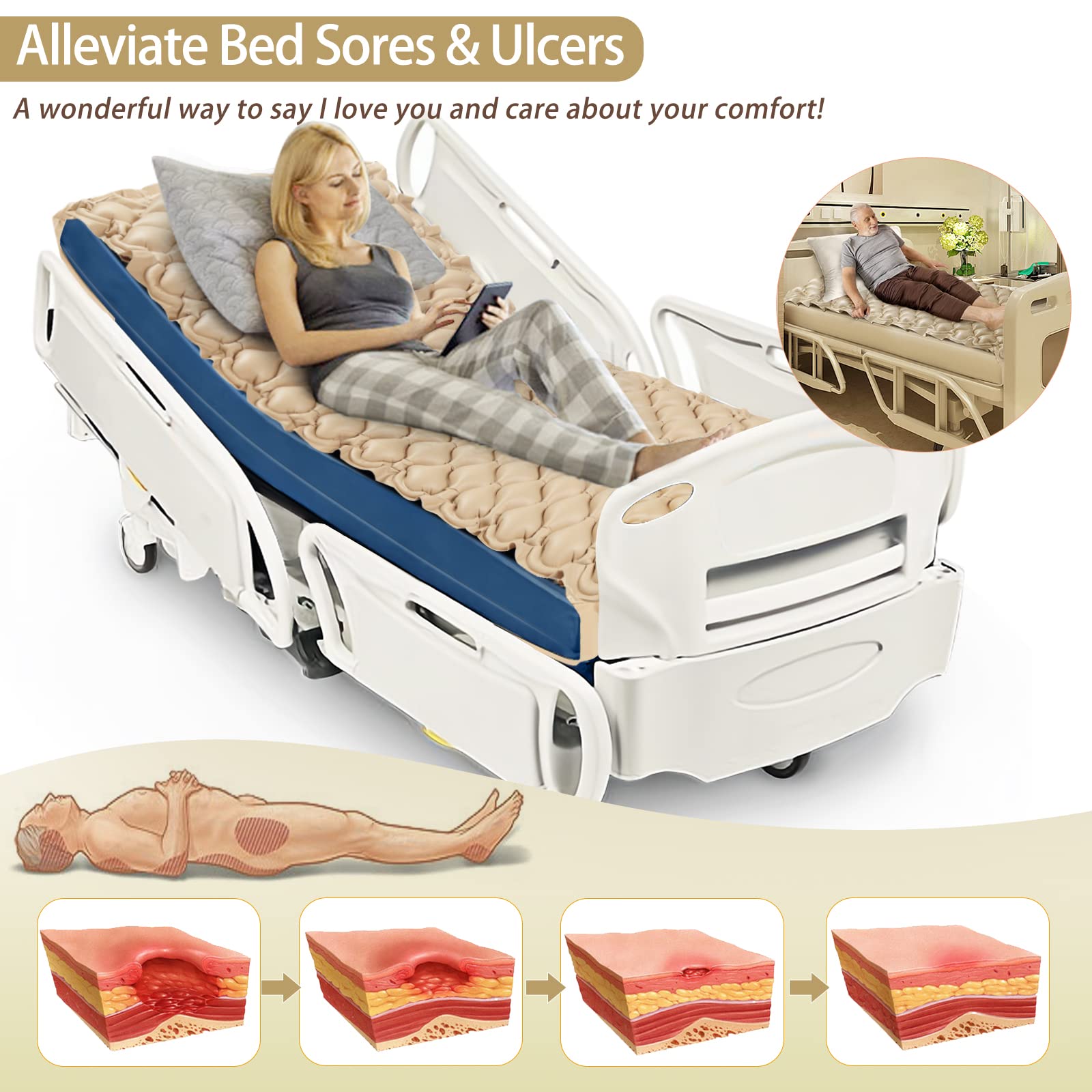 Alternating Pressure Pad Air Mattress for Hospital Bed Mattress Topper