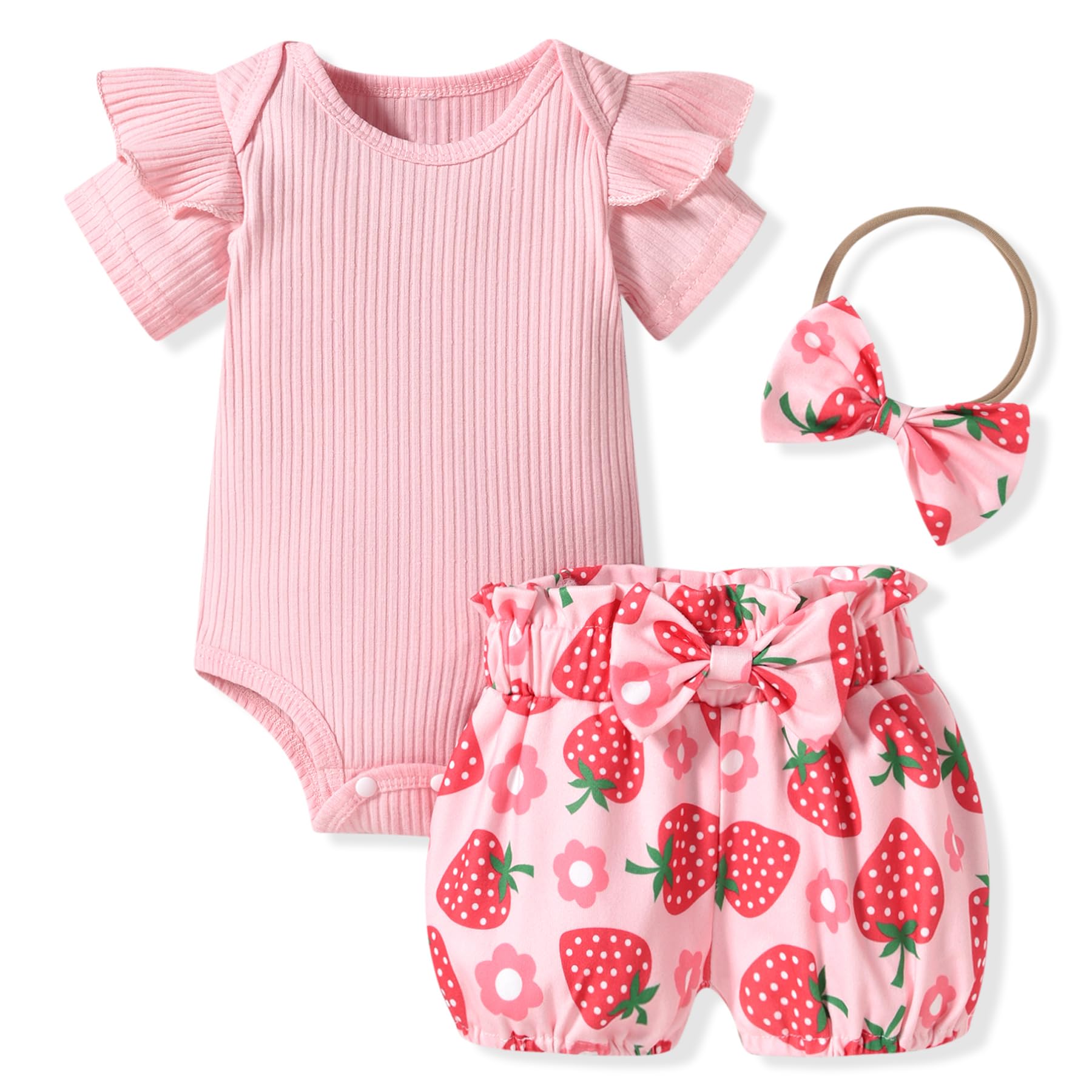 Aalizzwell Baby Girls Ribbed Bodysuit Bloomer Shorts Outfits Summer Clothes