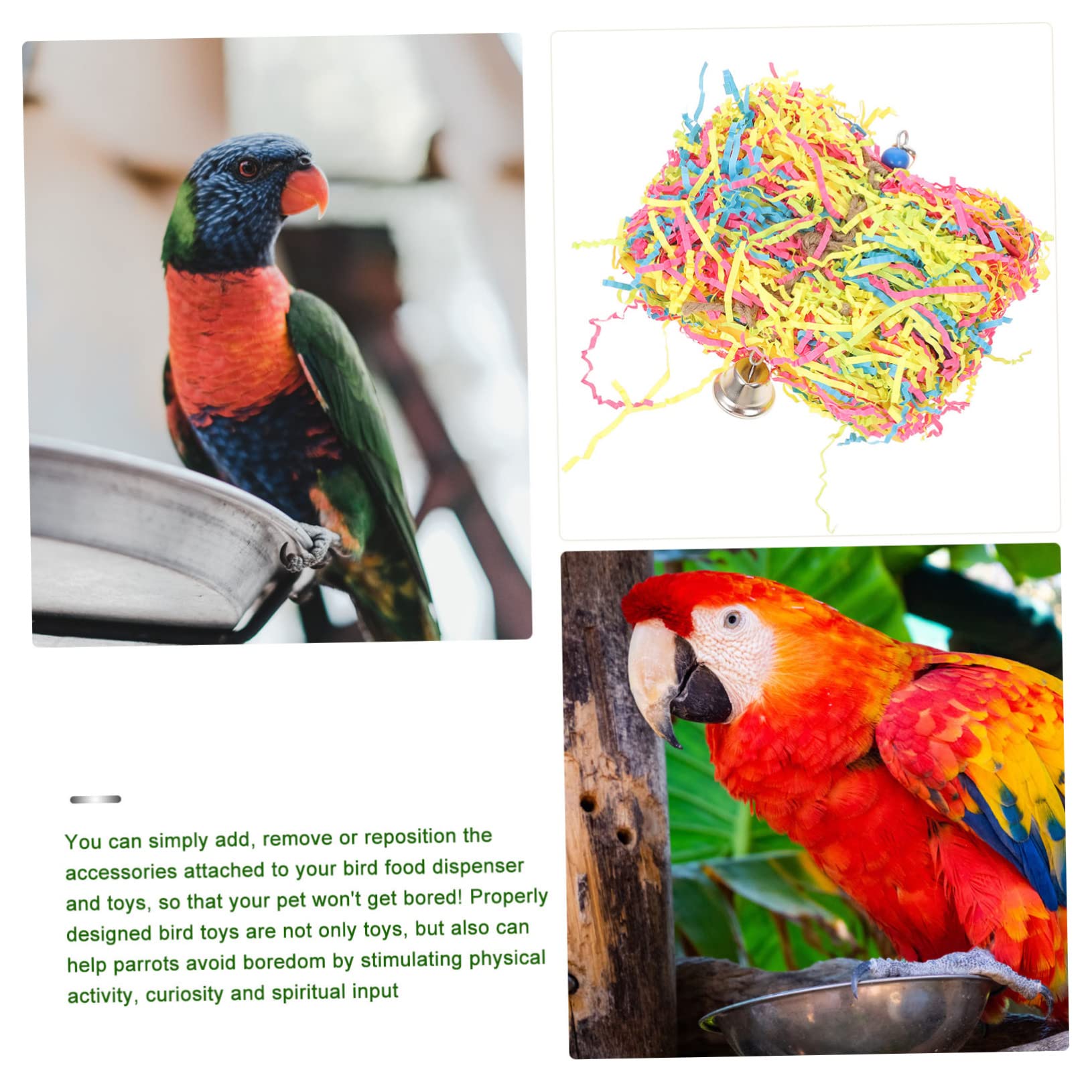 FRCOLOR 3piezas Juguete para Pájaros para Masticar Juguete Colgante para Accesorio Seguro para Entretenimiento De Aves para Adiestramiento
