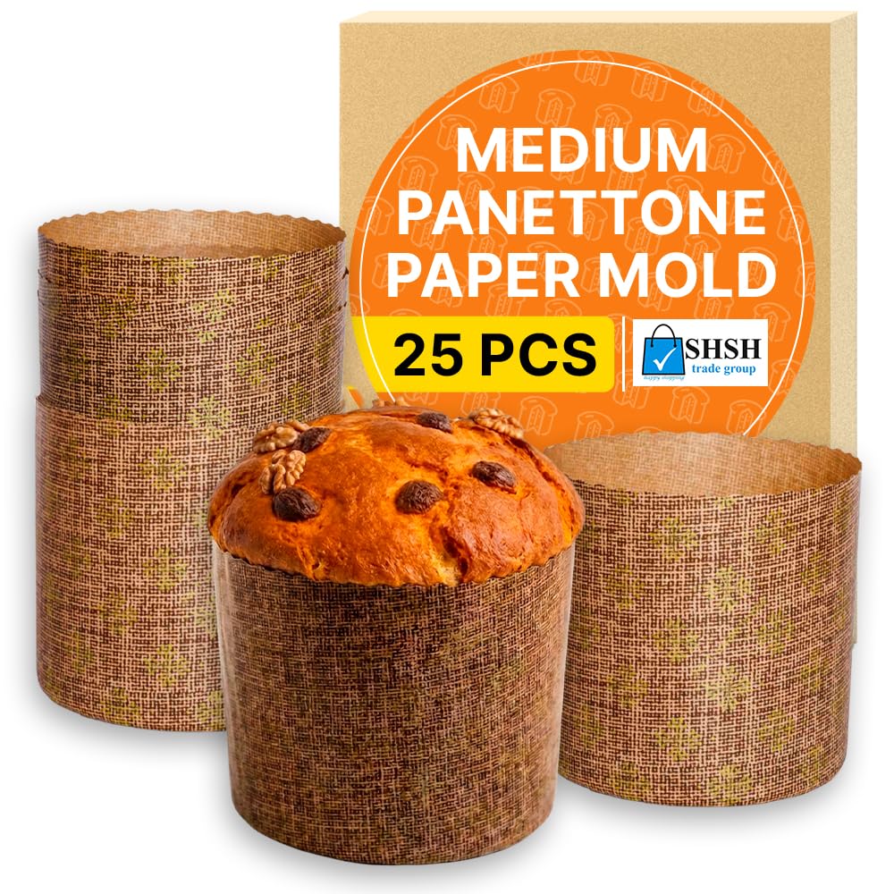 7 oz Panettone Paper Mold | 25 Pack | Easter Bread Paper Mold Paska Kulich - Easter Bread Forms | Non Stick Panettone Baking Cups