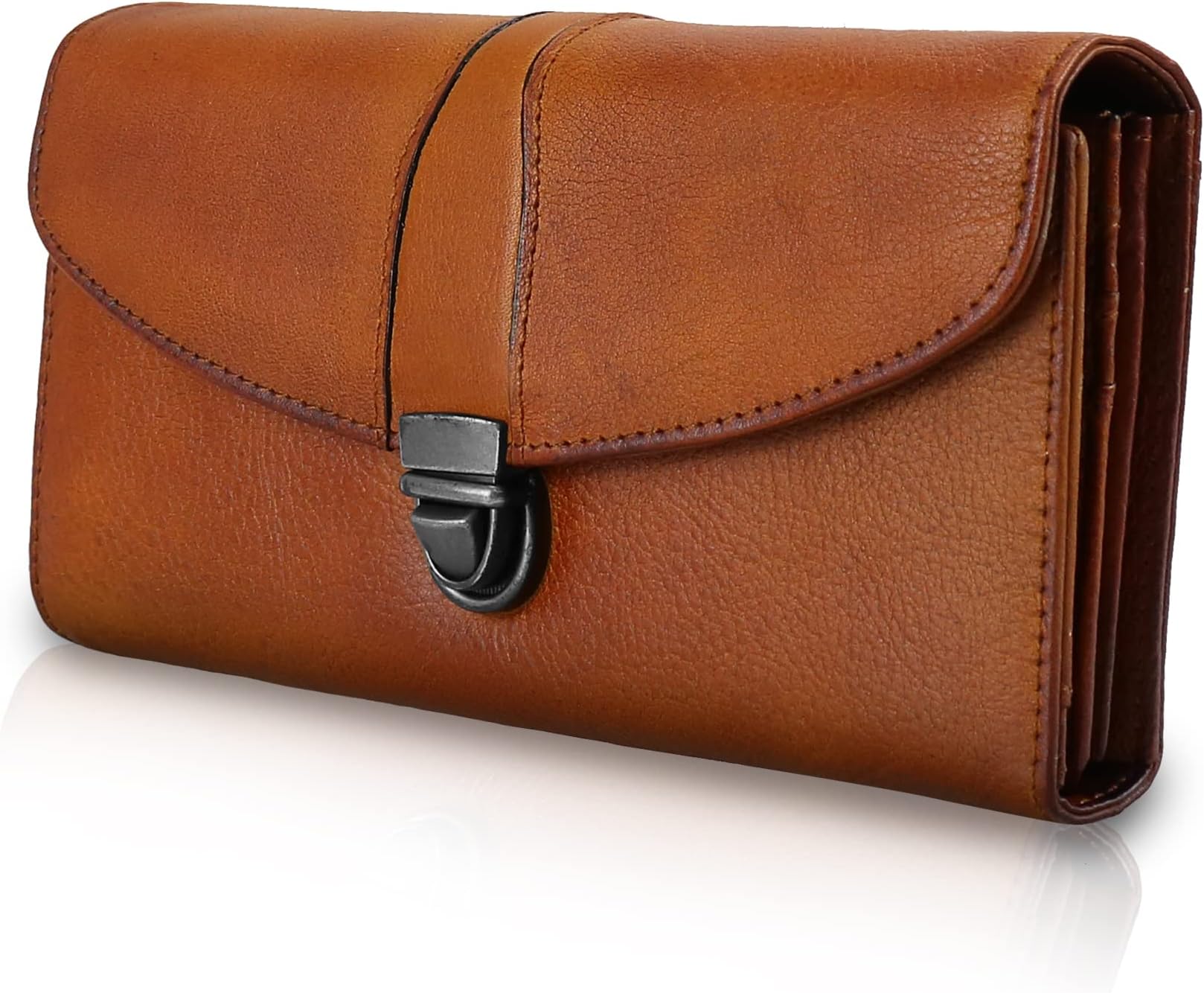 ORIREALWomen's Wallet Genuine Leather Wallet for Ladies Large Capacity Hand-Crafted Wallet Card Holder Purse